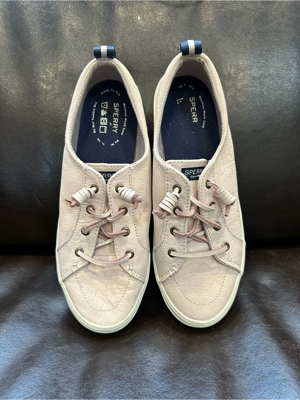 Crest Vibe Washable Leather Sneakers in Rose Dust leather laces10 minimalist